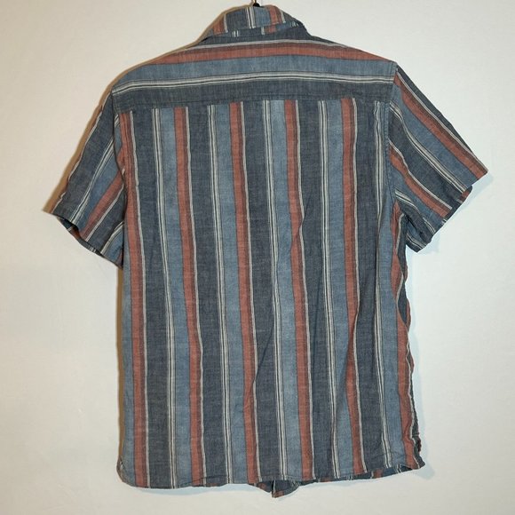 Size Small Lucky Brand Men's Striped Short Sleeve Camp Collar Shirt - Picture 5 of 5